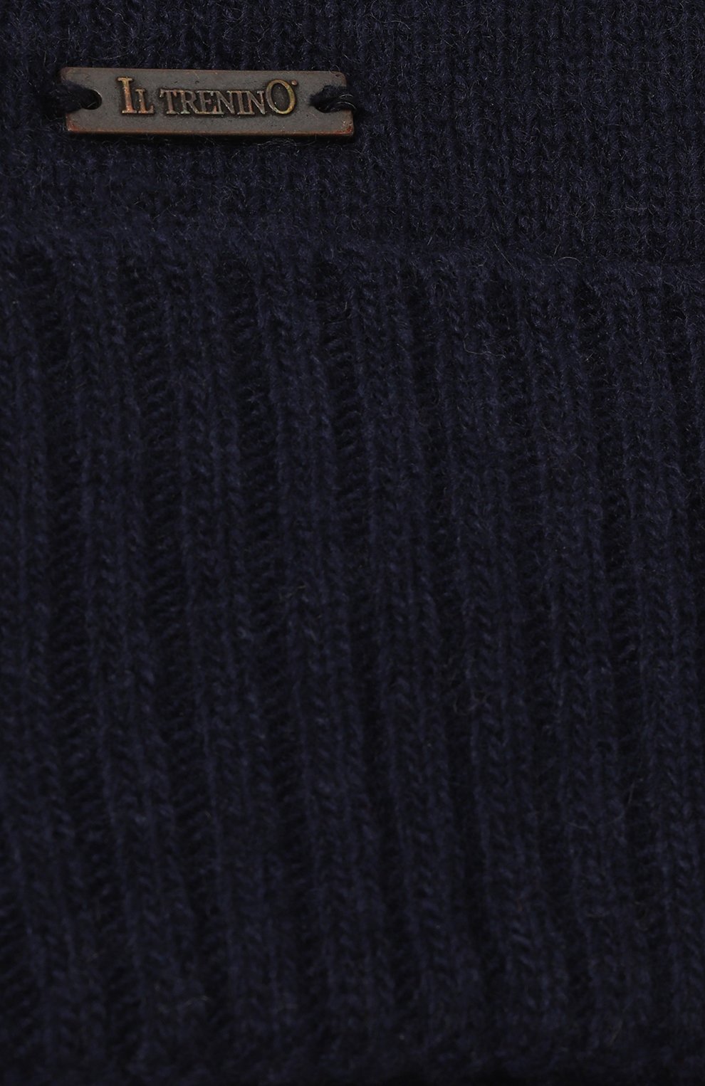 Детского капор из шерсти и кашемира IL TRENINO темно-синего цвета, арт. CL-4101/B | Фото 3 (Материал: Текстиль, Кашемир, Шерсть; Материал сплава: Проставлено; Нос: Не проставлено)