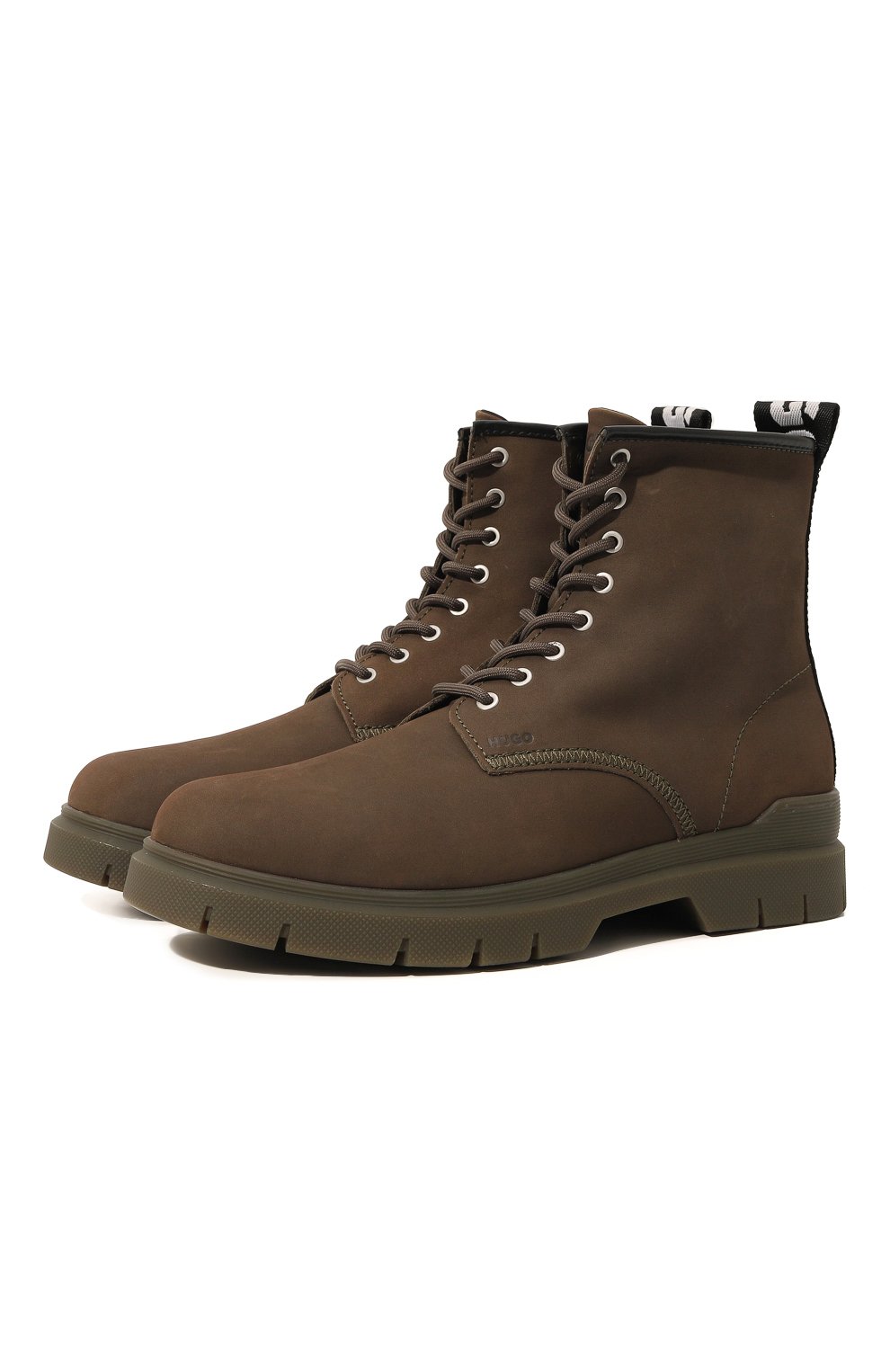 Мужские коричневые ботинки из нубука HUGO купить в интернет-магазине ЦУМ,арт. 50498524