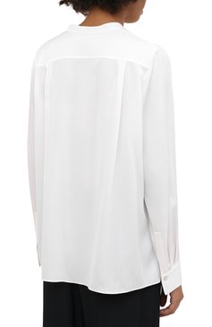 Женская шелковая блузка VINCE белого цвета, арт. V674312338 | Фото 4 (Материал внешний: Шелк; Рукава: Длинные; Принт: �Без принта; Длина (для топов): Стандартные; Стили: Классический; Женское Кросс-КТ: Блуза-одежда)