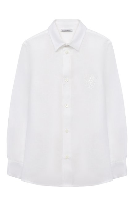 Детская льняная рубашка DOLCE & GABBANA белого цвета по цене 26050 руб., арт. L42S70/G7YEA/2-6 | Фото 1