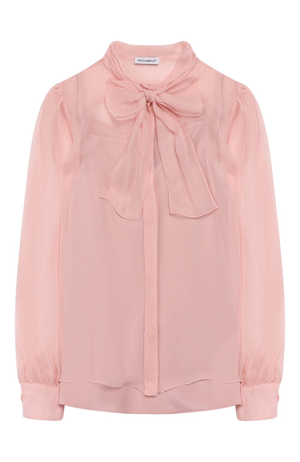 Детское шелковая блузка DOLCE & GABBANA светло-розового цвета, арт. L54S43/FU1AT/2-6 | Фото 1 (Материал внешний: Шелк; Рукава: Длинные; Статус проверки: Проверено, Проверена категория; Материал подклада: Шелк)