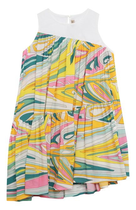 Детское платье из вискозы EMILIO PUCCI разноцветного цвета, арт. 9Q1292 | Фото 1 (Рукава: Короткие; Материал внешний: Вискоза; Девочки Кросс-КТ: Платье-одежда; Случай: Повседневный; Ростовка одежда: 10 - 11 лет | 140 - 146см, 12 лет | 152 см, 13 - 15 лет | 158 см, 6 лет | 116 см, 8 лет | 128 см)