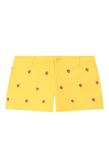 Детские хлопковые шорты POLO RALPH LAUREN желтого цвета, арт. 313736007 | Фото 1 (Материал внешний: Хлопок; Статус проверки: Проверено, Проверена категория; Девочки Кросс-КТ: Шорты-одежда; Случай: Повседневный; Ростовка одежда: 10 - 11 лет | 140 - 146см, 8 лет | 128 см, 9 лет | 134 см)