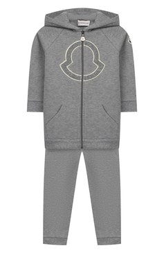 Детский комплект из толстовки и брюк MONCLER серого цвета, арт. E2-951-88607-50-80996 | Фото 1 (Кросс-КТ НВ: Костюм; Статус проверки: Проверено, Проверена категория; Ростовка одежда: 12 мес | 80 см, 18 мес | 86 см, 24 мес | 92 см, 36 мес | 98 см, 6 мес | 68 см, 9 мес | 74 см)