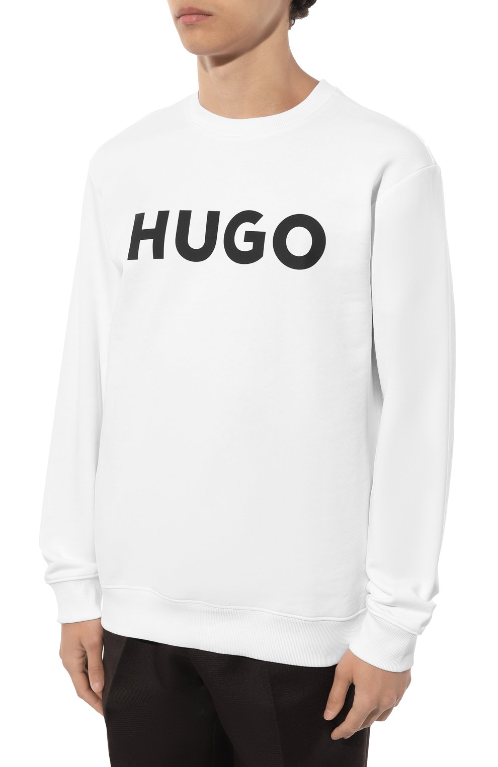 Хлопковый свитшот HUGO 50477328, цвет белый, размер 48 - фото 3