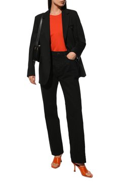 Женские кожаные мюли seher 90 JIMMY CHOO оранжевого цвета, арт. SEHER 90 NAP | Фото 2 (Каблук высота: Высокий; Материал внешний: Кожа; Материал внутренний: Натуральная кожа; Каблук тип: Шпилька)