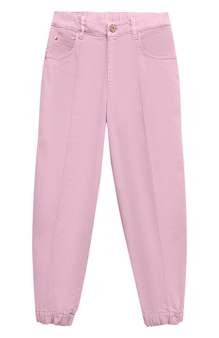 Детские джинсы BRUNELLO CUCINELLI розового цвета, арт. BA080P454B | Фото 1 (Материал внешний: Растительное волокно, Хлопок, Лиоцелл; Детали: Однотонный)