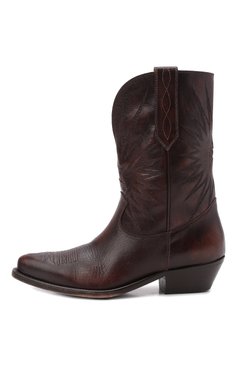 Женские кожаные казаки wish star low GOLDEN GOOSE DELUXE BRAND темно-коричневого цвета, арт. GWF00136.F002907 | Фото 4 (Женское Кросс-КТ: Казаки-ботинки, Казаки-сапоги; Высота голенища: Средние; Каблук высота: Низкий; Материал внутренний: Натуральная кожа; Каблук тип: Устойчивый; Материал утеплителя: Без утеплителя; Подошва: Плоская; Длина стельки: 23,2, 23,8, 24,5, 25,2, 25,8, 26,5)