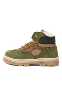 Детские кожаные ботинки WALKEY зеленого цвета, арт. Y1B4-42176-1523/25-29 | Фото 2 (Материал внешний: Текстиль; Материал утеплителя: Натуральный мех)