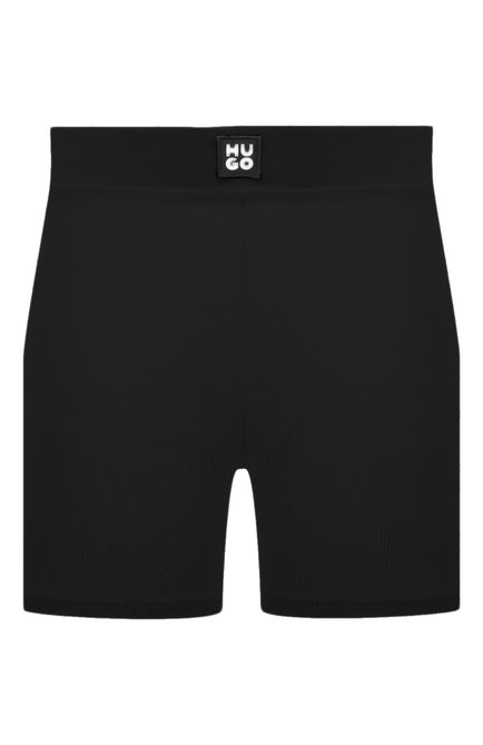 Женские шорты HUGO черного цвета, арт. 50495335 | Фото 1 (Материал сплава: Проставлено; Нос: Не прос�тавлено; Материал внешний: Растительное волокно, Синтетический материал, Лиоцелл)