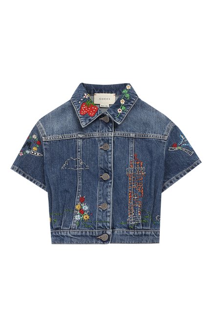 Детская джинсовая куртка GUCCI синего цвета по цене 79850 руб., арт. 595880/XDA2B | Фото 1