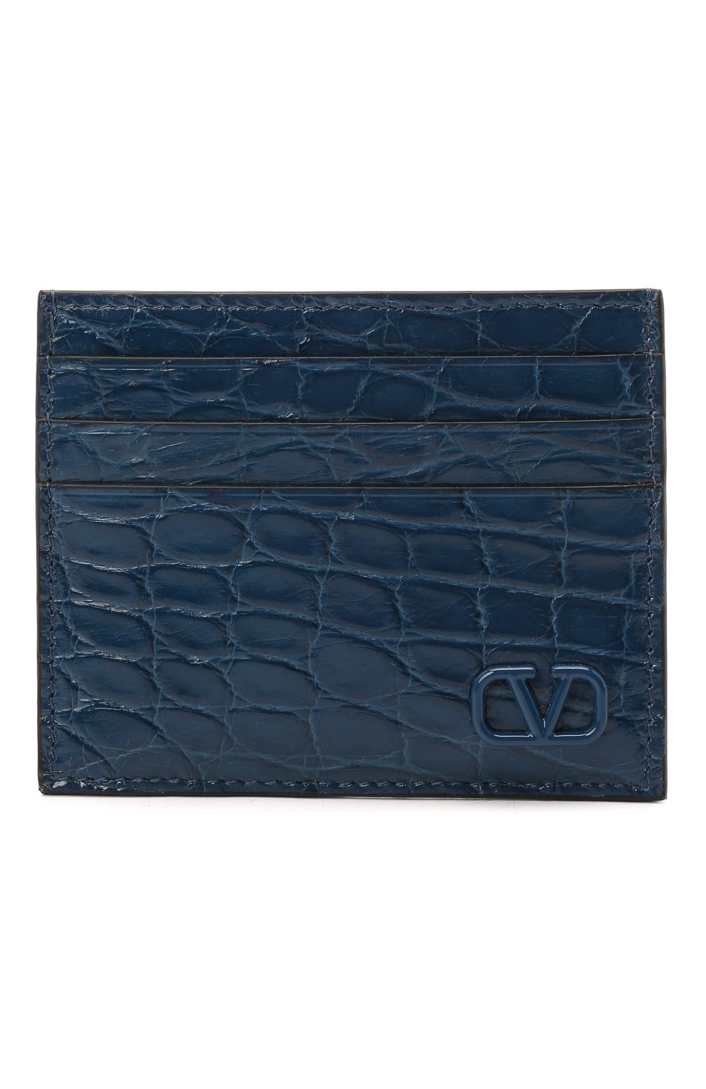 Мужской футляр для кредитных карт из кожи аллигатора VALENTINO синего цвета, арт. XY2P0S49/FTN/AMIS | Фото 1 (Материал: Экзотическая кожа)
