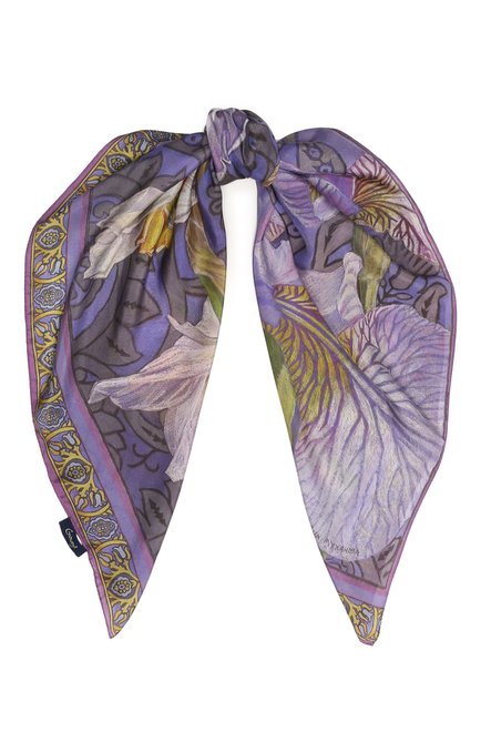 Женский шелковый платок ирисы GOURJI фиолетового цвета, арт. T23IR7R/1 | Фото 1 (Материал: Текстиль, Шелк)