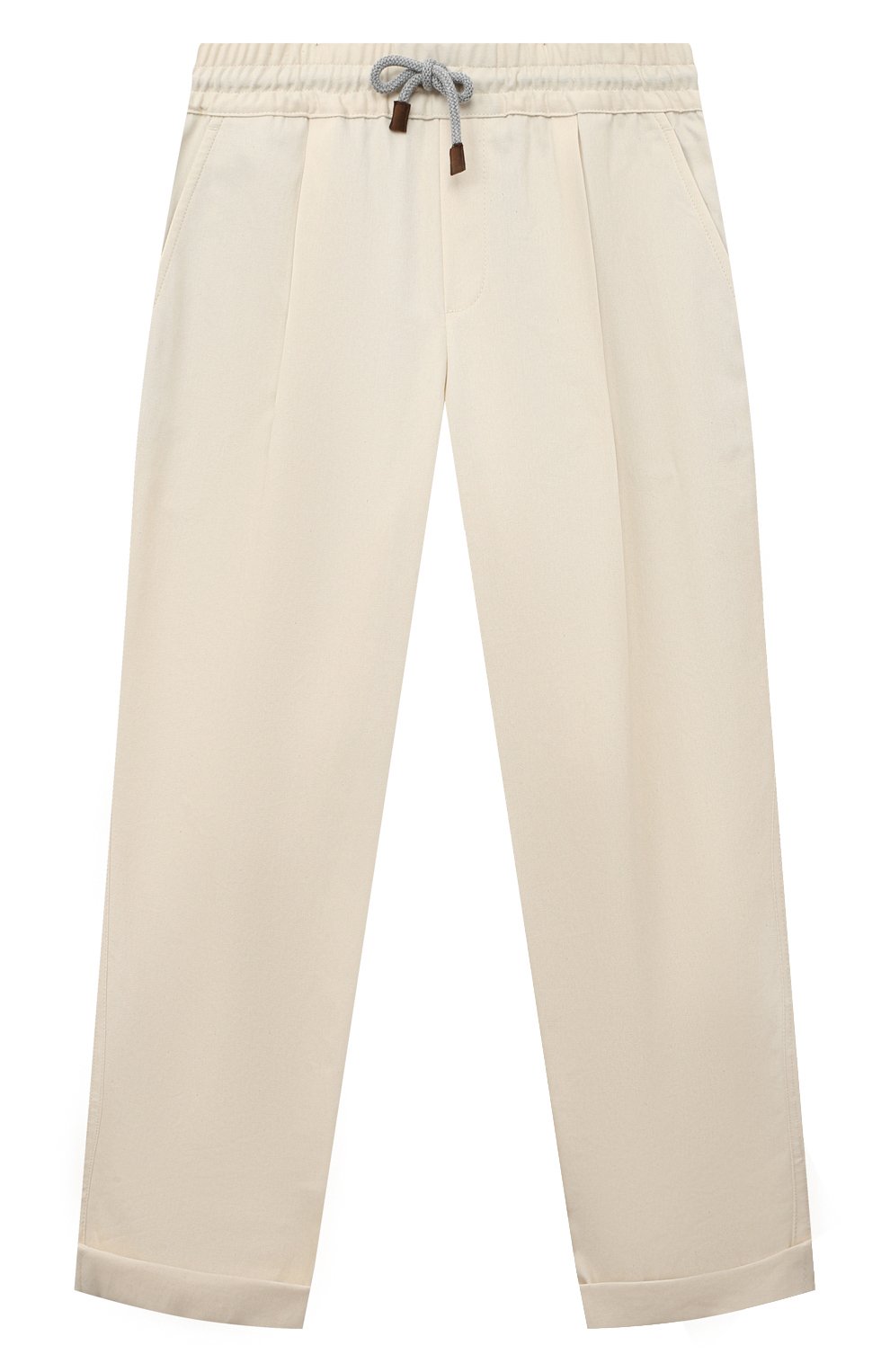 Детские хлопковые брюки BRUNELLO CUCINELLI кремвого цвета, арт. BS443P503C | Фото 1 (Материал внешний: Хлопок)