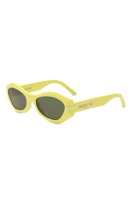 Женские солнцезащитные очки DIOR EYEWEAR желтого цвета, арт. DI0RSIGNATURE B1U 66C0 | Фото 1 (Материал: Пластик; Тип очков: С/з; Оптика Гендер: оптика-женское; Очки форма: Овальные, Cat-eye)