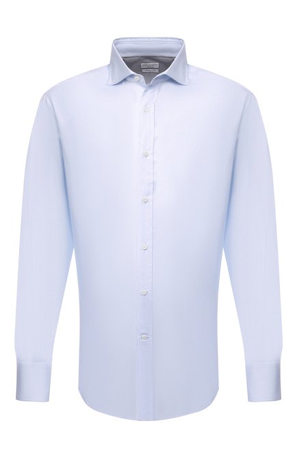 Мужская хлопковая сорочка BRUNELLO CUCINELLI светло-голубого цвета по цене 46600 руб., арт. M0UC40028 | Фото 1