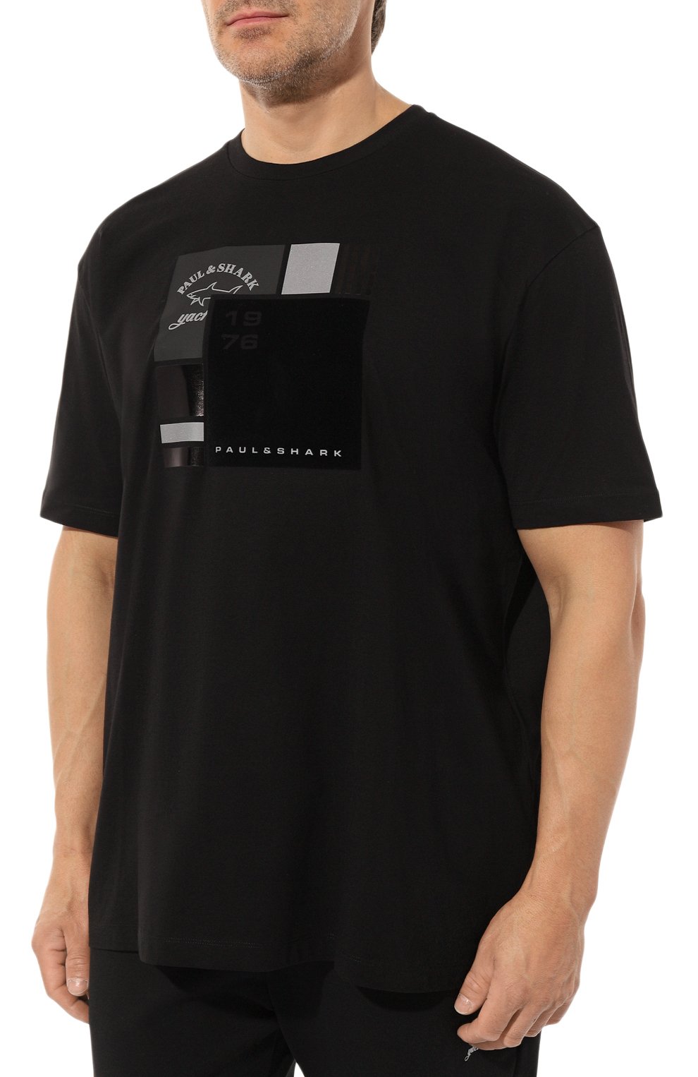 Хлопковая футболка Paul&Shark 13311642/3XL-6XL, цвет чёрный, размер 56 13311642/3XL-6XL - фото 3