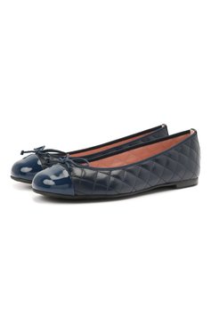 Детские кожаные балетки PRETTY BALLERINAS синего цвета, арт. 48.804/SHADE | Фото 1 (Материал внутренний: Натуральная кожа, Текстиль; Региональные ограничения белый список (Axapta Mercury): RU; Девочки-школьная форма: Классическая обувь)