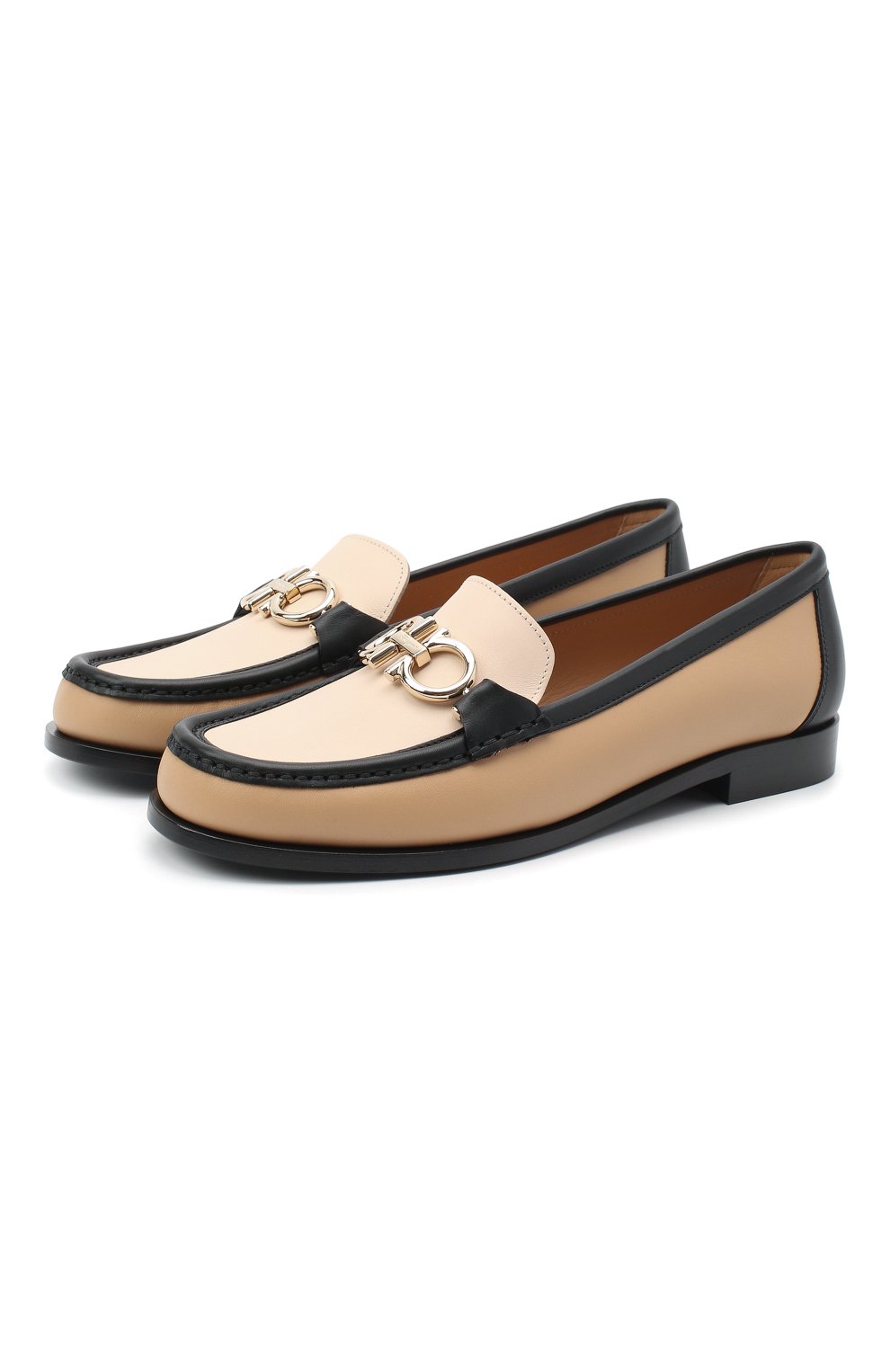Женские бежевые кожаные лоферы gancini SALVATORE FERRAGAMO купить в ...