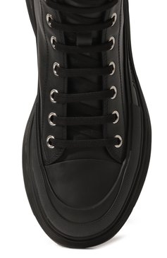 Мужские кожаные ботинки tread slick ALEXANDER MCQUEEN черного цвета, арт. 705661/WHZ621081 | Фото 6 (Каблук высота: Высокий; Мужское Кросс-КТ: Ботинки-обувь; Материал утеплителя: Без утеплителя; Подошва: Массивная)