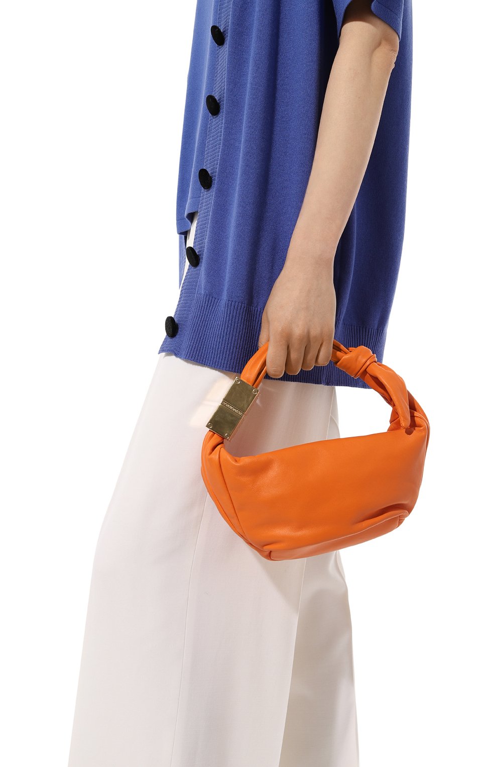 Женский сумка domino hobo mini BORBONESE оранжевого цвета, арт. 924027 | Фото 2 (Сумки-технические: Сумки-шопперы; Материал: Натуральная кожа)