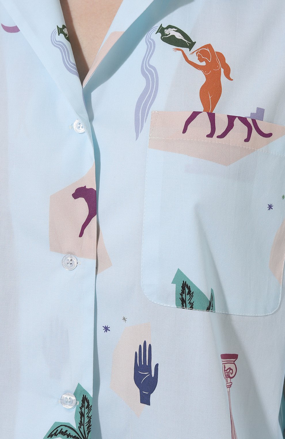 Женская хлопковая пижама ANY WOWZERS голубого цвета, арт. BFR02-PRS-P | Фото 7 (Материал сплава: Проставлено; Нос: Не проставлено; Материал внешний: Хлопок)