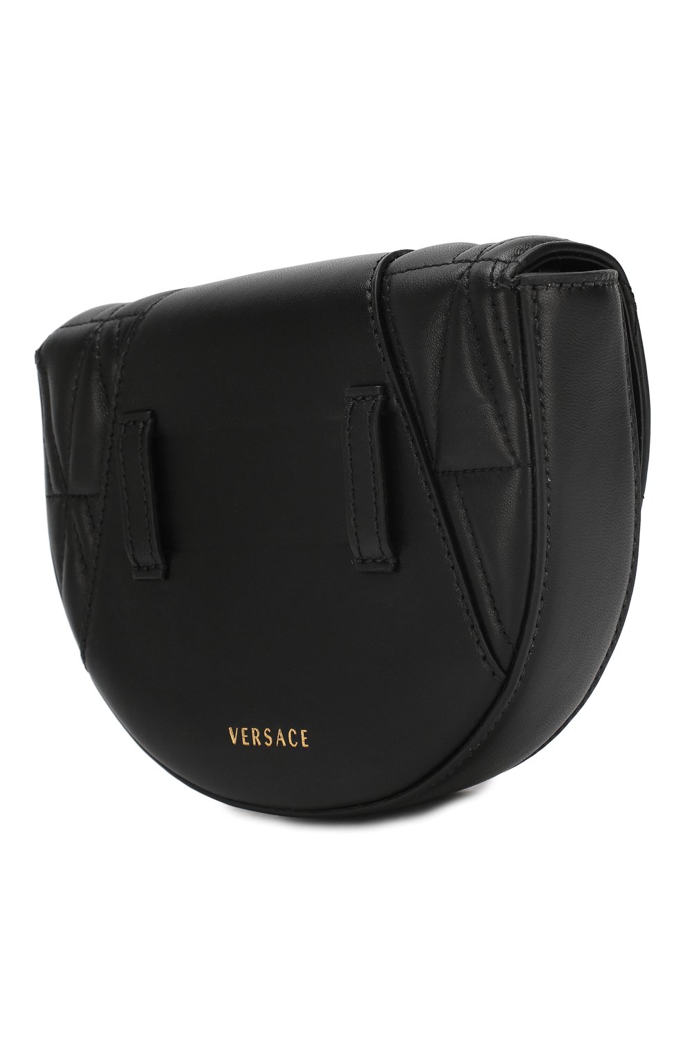 Женская поясная сумка virtus VERSACE черного цвета, арт. DV3G984/DNATR4 | Фото 3 (Материал: Натуральная кожа; Стили: Классический; Размер: mini; Ремень/цепочка: На ремешке; Статус проверки: Проверено, Проверена категория)