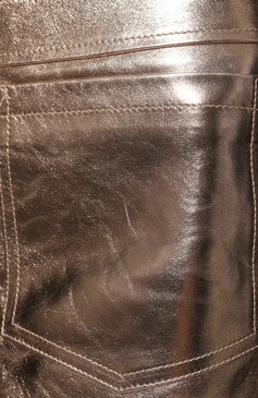 Женская кожаная юбка SAINT LAURENT золотого цвета, арт. 668990/YC2XP | Фото 5 (Длина Ж (юбки, платья, шорты): Мини; Стили: Гранж; Женское Кросс-КТ: Юбка-одежда; Материал внешний: Натуральная кожа; Материал подклада: Купро)