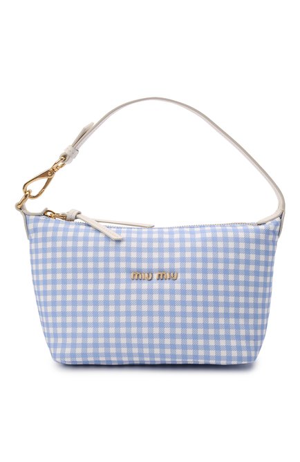 Женская сумка MIU MIU голубого цвета, арт. 5NE841-2B4L-F0X24 | Фото 1 (Материал: Текстиль; Размер: mini; Сумки-технические: Сумки top-handle)