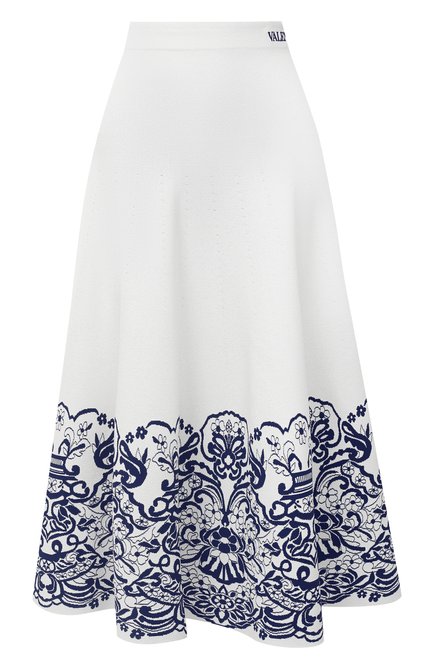 Женская юбка из вискозы VALENTINO белого цвета, арт. UB3KG01M5N1 | Фото 1 (Длина Ж (юбки, платья, шорты): Миди; Материал внешний: Вискоза; Женское Кросс-КТ: Юбка-одежда)