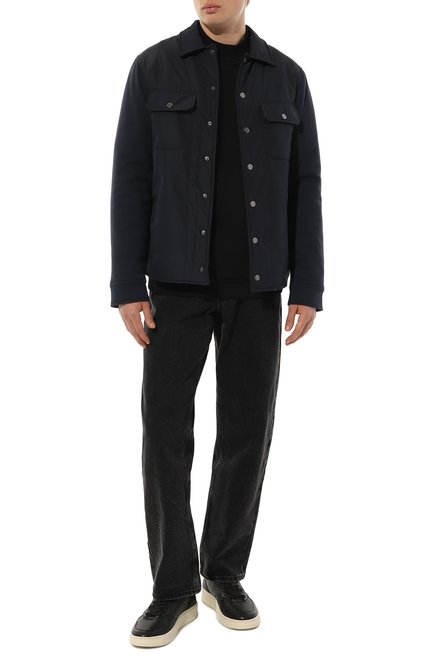 Мужская утепленная куртка-рубашка CAPOBIANCO темно-синего цвета, арт. 15M372.F0NY. | Фото 2 (Материал подклада: Х лопок; Драгоценные камни: Проставлено; Длина (верхняя одежда): Короткие; Материал внешний: Хлопок; Рукава: Длинные; Мужское Кросс-КТ: утепленные куртки; Материал сплава: Проставлено; Материал утеплителя: Шерсть; Стили: Кэжуэл)