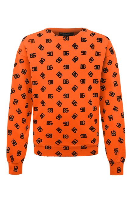 Мужской хлопковый свитшот DOLCE & GABBANA оранжевого цвета, арт. G9ZI6T/G7HPH | Фото 1 (Рукава: Длинные; Длина (для топов): Стандартные; Материал внешний: Хлопок; Мужское Кросс-КТ: свитшот-одежда; Принт: С принтом; Стили: Спорт-шик)