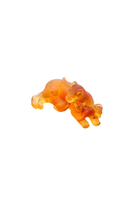 Скульптура львица с детенышами DAUM оранжевого цвета, арт. 05708 | Фото 2 (Интерьер: Интерьер)