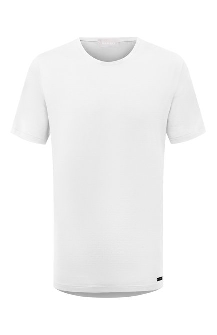 Мужская хлопковая футболка HANRO белого цвета, арт. 075430. | Фото 1 (Рукава: Короткие; Драгоценные камни: Проставлено; Длина (для топов): Удлиненные; Материал сплава: Проставлено; Материал внешний: Хлопок)