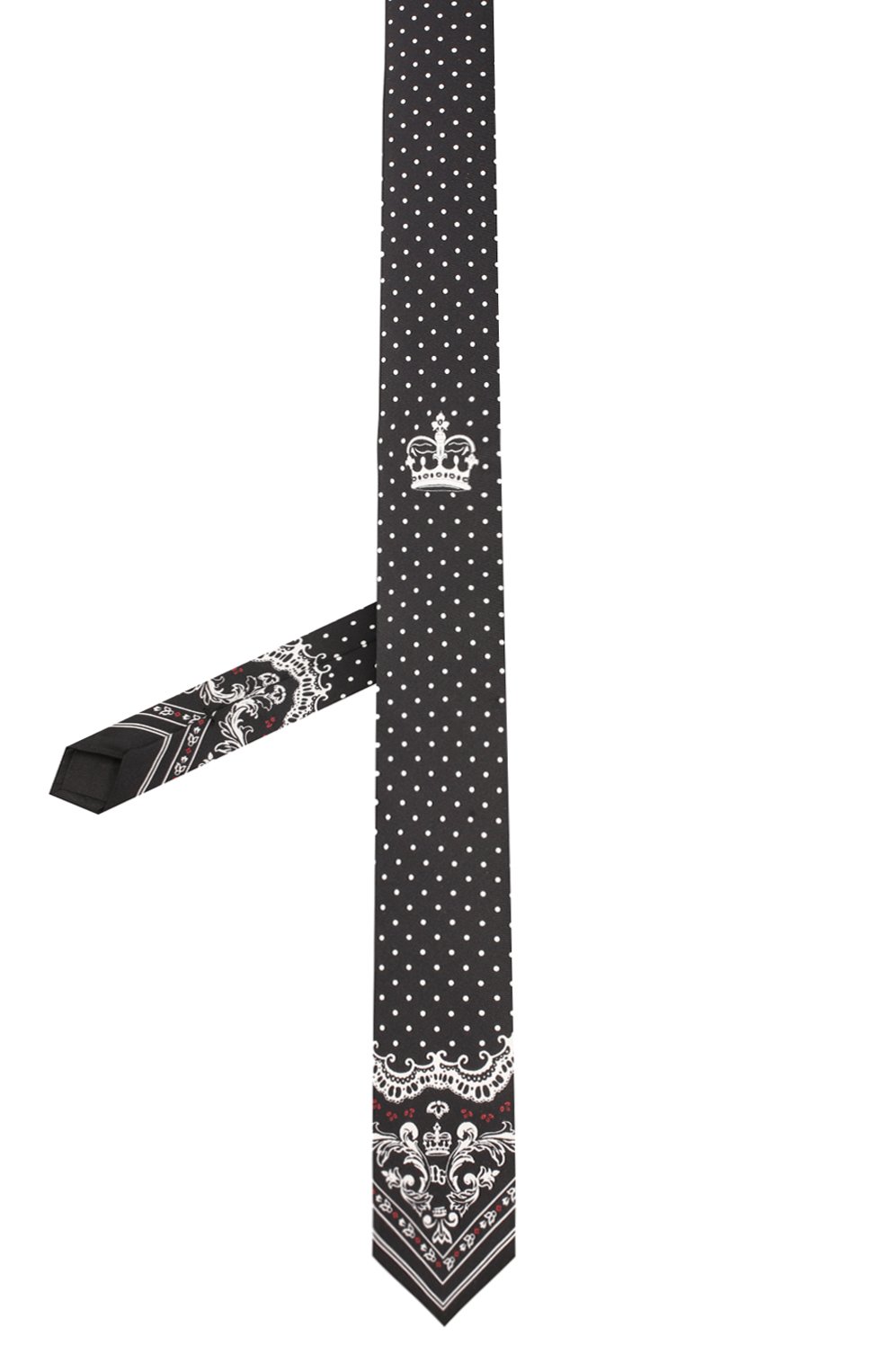 Мужской шелковый галстук DOLCE & GABBANA черно-белого цвета, арт. GT149E/G0WLN | Фото 2 (Принт: С принтом; Материал: Текстиль, Шелк)