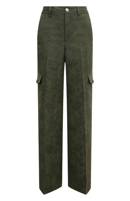 Женские брюки BLUGIRL хаки цвета, арт. RF3084/T3637 | Фото 1 (Длина (брюки, джинсы): Стандартные; Материал сплава: Проставлено; Материал внешний: Синтетический материал; Драгоценные камни: Проставлено)