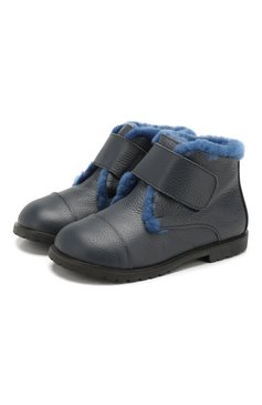 Детские кожаные ботинки AGE OF INNOCENCE синего цвета, арт. 000024/Z0EY 3.0/27-33 | Фото 1 (Материал утеплителя: Натуральный мех, Овчина; Статус проверки: Проверено, Проверена категория)