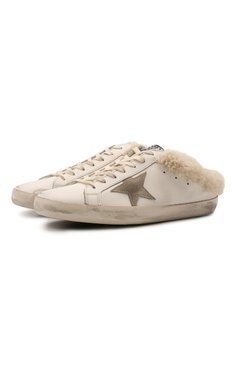 Мужские кожаные кеды superstar GOLDEN GOOSE DELUXE BRAND кремвого цвета, арт. GMF00110.F002821 | Фото 1 (Материал утеплителя: Натуральный мех; Материал внутренний: Натуральная кожа; Стили: Классический; Подошва: Плоская; Длина стельки: 25,2, 25,8, 26,5, 27,2, 27,8, 28,5, 29,2, 29,9)