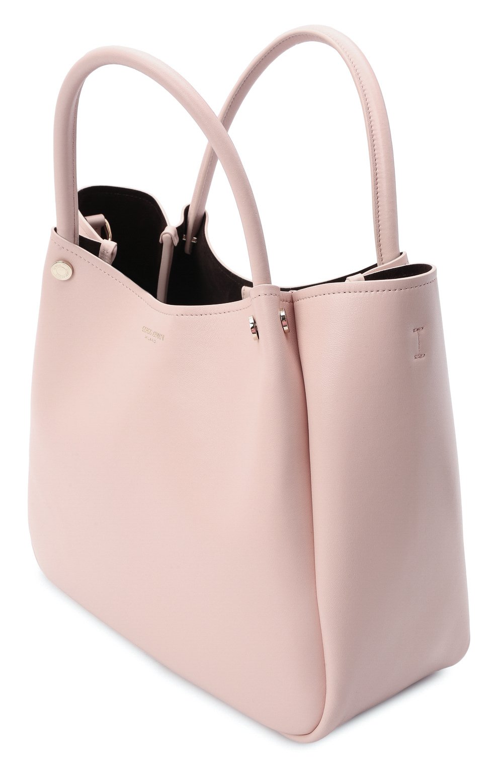 Женская сумка GIORGIO ARMANI светло-розового цвета, арт. Y1D179/YRD5A | Фото 5 (Сумки-технические: Сумки top-handle; Размер: medium; Материал: Натуральная кожа)