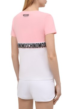 Женская хлопковая футболка MOSCHINO розового цвета, арт. A1919/9021 | Фото 4 (Материал внешний: Хлопок; Женское Кросс-КТ: Футболка-белье)