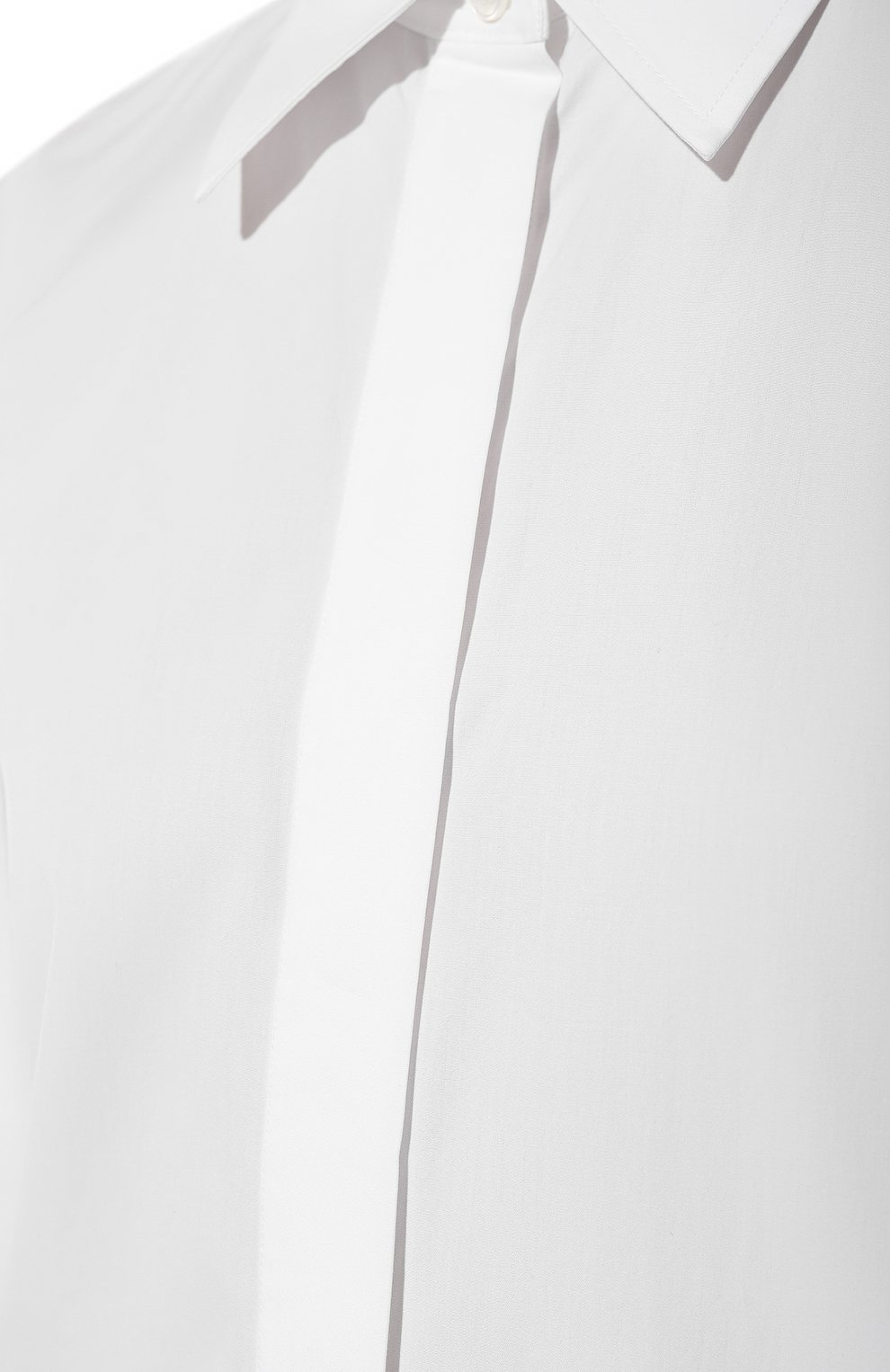 Женская хлопковая рубашка HELMUT LANG белого цвета, арт. M07HW502 | Фото 5 (Рукава: Длинные; Принт: Без принта; Женское Кросс-КТ: Рубашка-одежда; Длина (для топов): Удлиненные; Материал сплава: Проставлено; Материал внешний: Хлопок; Стили: Классический; Драгоценные камни: Проставлено)