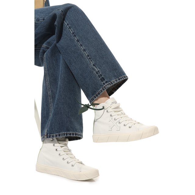 Кожаные кеды Vulcanized Off-White  OWIA195F22LEA0010101 Фото 3