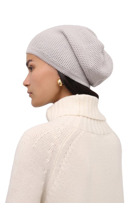 Женская кашемировая шапка INVERNI светло-серого цвета, арт. 5263 CM | Фото 2 (Материал: Шерсть, Кашемир, Текстиль)