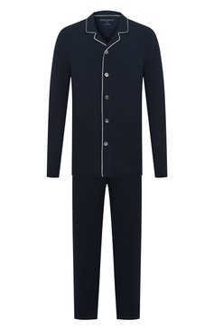 Мужская пижама DEREK ROSE темно-синего цвета, арт. 4070-BASE001 | Фото 1 (Рукава: Длинные; Кросс-КТ: домашняя одежда; Материал внешний: Синтетический материал; Длина (для топов): Стандартные)