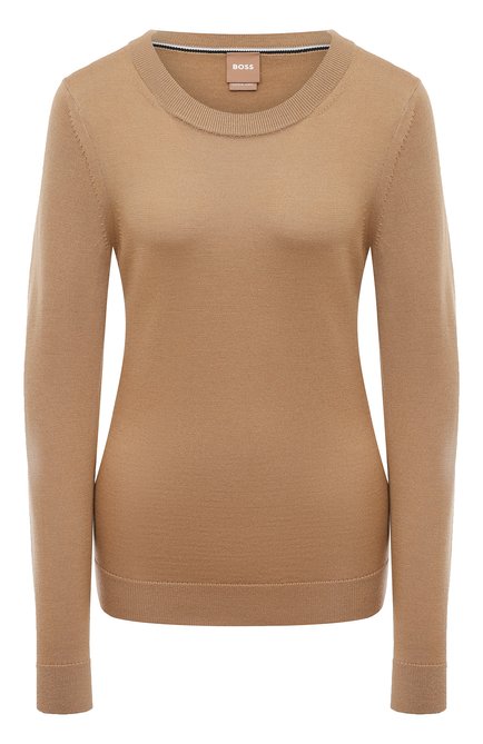 Женский шерстяной пуловер BOSS бежевого цвета по цене 19800 руб., арт. 50492551 | Фото 1