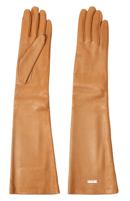 Женские кожаные перчатки KITON бежевого цвета, арт. D54907X0471B | Фото 2 (Материал: Натуральная кожа)