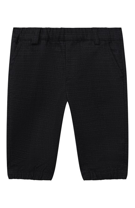 Детские брюки из хлопка и вискозы EMPORIO ARMANI темно-синего цвета, арт. 6KHPJ7/4N5TZ | Фото 1 (Кросс-КТ НВ: Брюки; Ростовка одежда: 9 мес | 74 см, 12 мес | 80 см, 24 мес | 92 см, 36 мес | 98 см, 3 мес | 62 см, 6 мес | 68 см)
