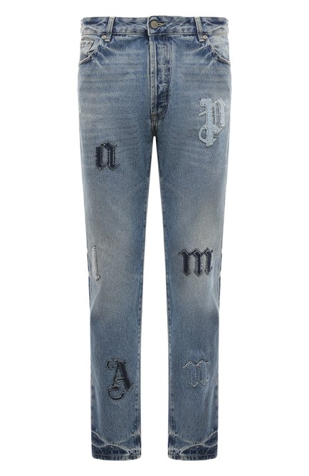 Мужские джинсы PALM ANGELS синего цвета, арт. PMYA033F23DEN0024045 | Фото 1 (Длина (брюки, джинсы): Стандартные; Материал внешний: Хлопок; М атериал сплава: Проставлено; Драгоценные камни: Проставлено)