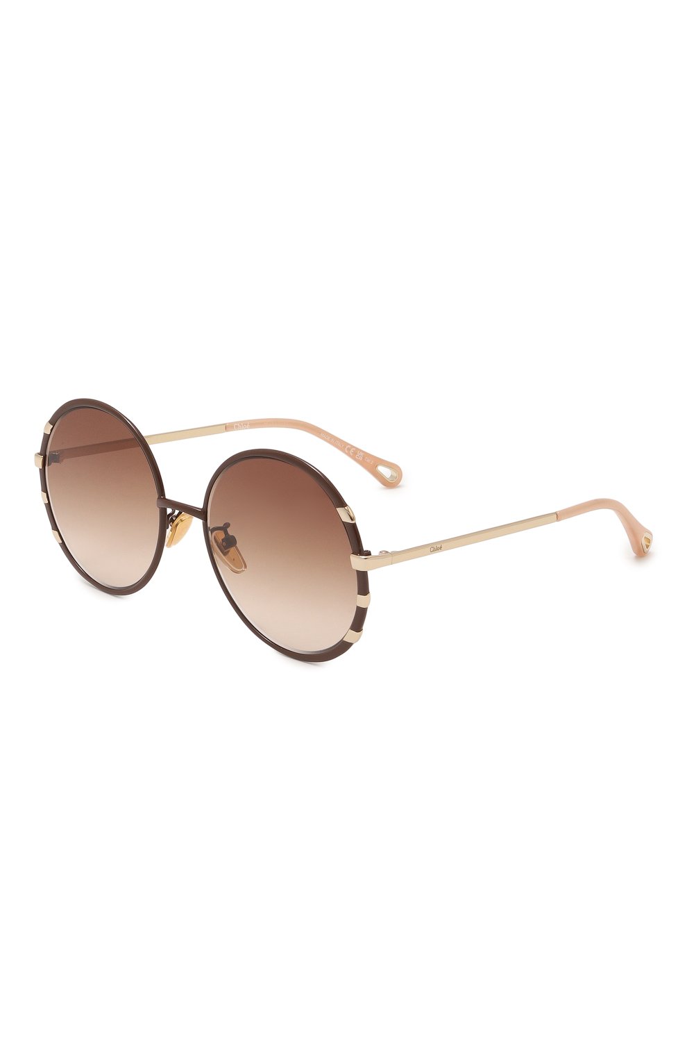 Женские солнцезащитные очки CHLOÉ коричневого цвета, арт. CH0144S 001 | Фото 1 (Тип очков: С/з; Оптика Гендер: оптика-женское; Очки форма: Круглые)