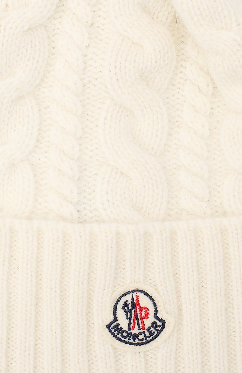Женская шерстяная шапка MONCLER молочного цвета, арт. F2-093-9Z703-01-A9328 | Фото 3 (Материал: Текстиль, Кашемир, Шерсть)
